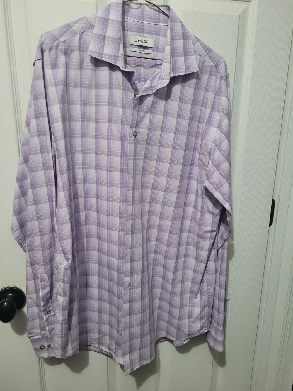 Calvin Klein Men's Light Purple Plaid Dress Shirt